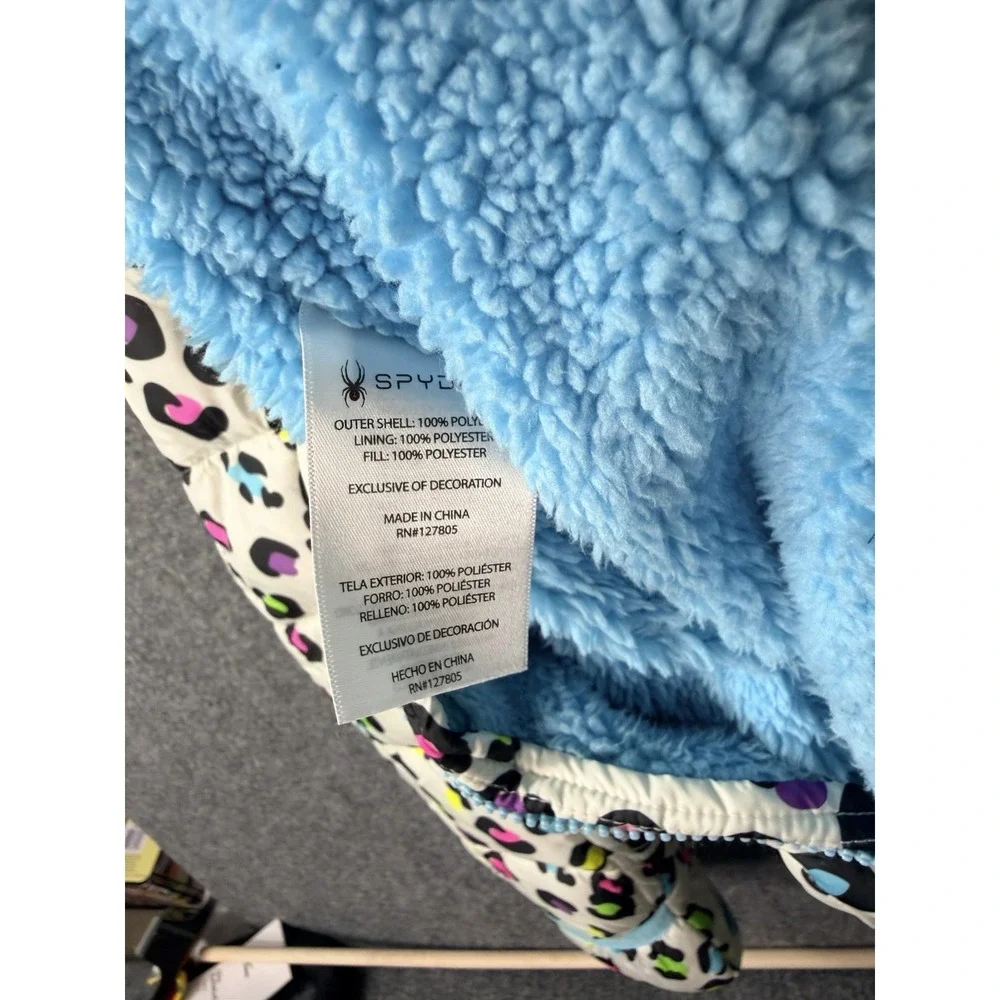 Spyder Snowsuit Infant 9/12M White Multicolor Leopard Hooded One Piece‎ Bunting